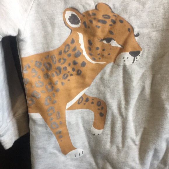 Petit Lem 24M sweater dress. Grey/beige colour w/ printed Leopard n velvet spots - Picture 3 of 9